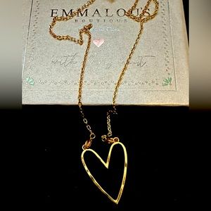 Primitive Heart Gold Necklace. 16” with 2.5” extender. Magnetic clasp.